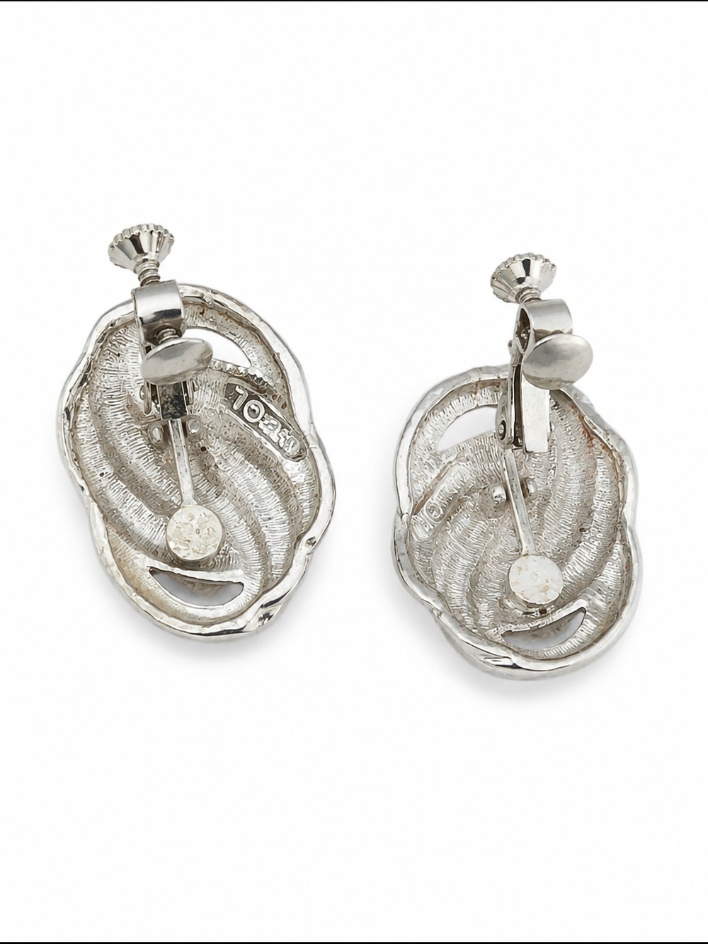 Classic Twisted Knot Silver Clip-On Earrings - Picture 5 of 5